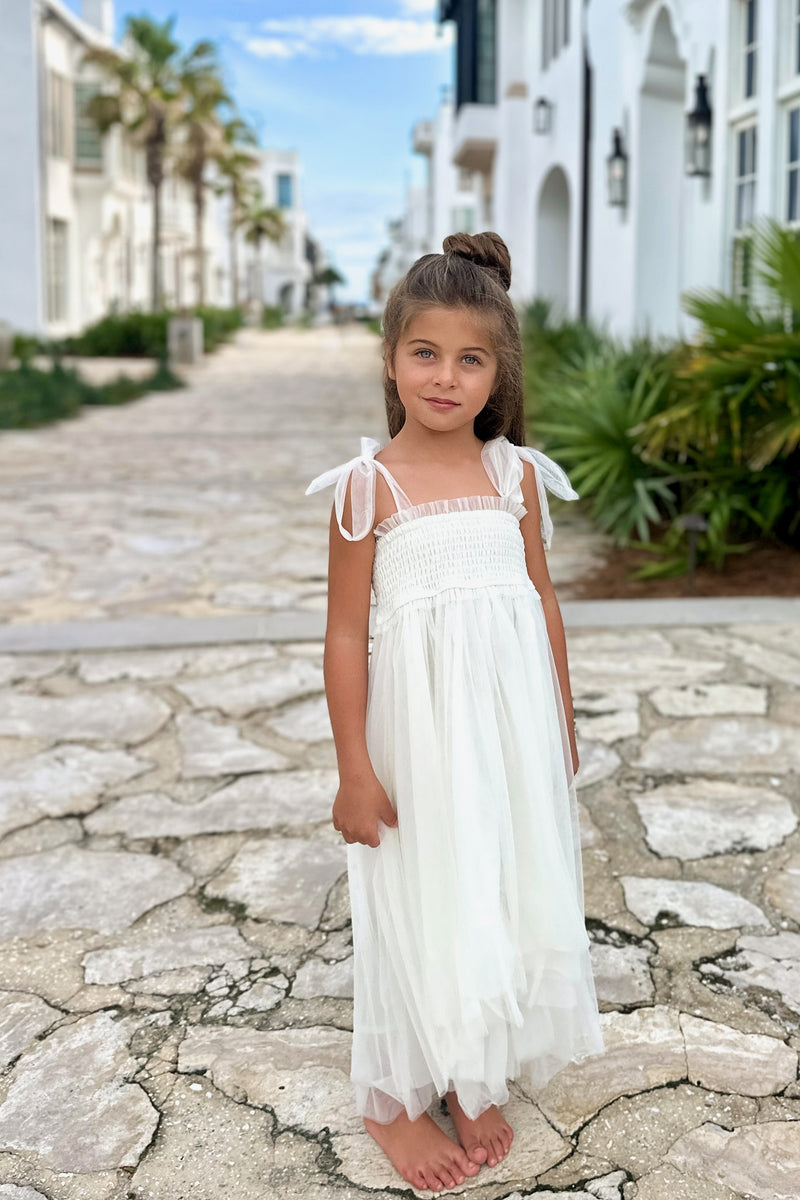 Isa High-Low Dress (antique ivory tulle)
