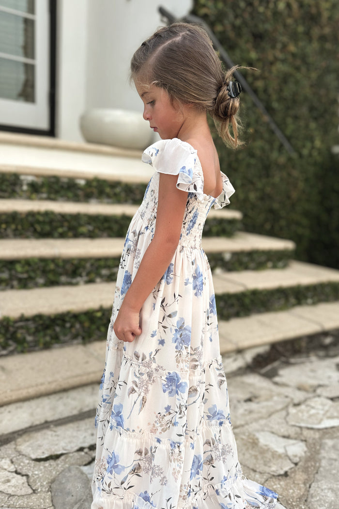 INDIE BLUE Dresses Marabella Dress (floral blue chiffon)