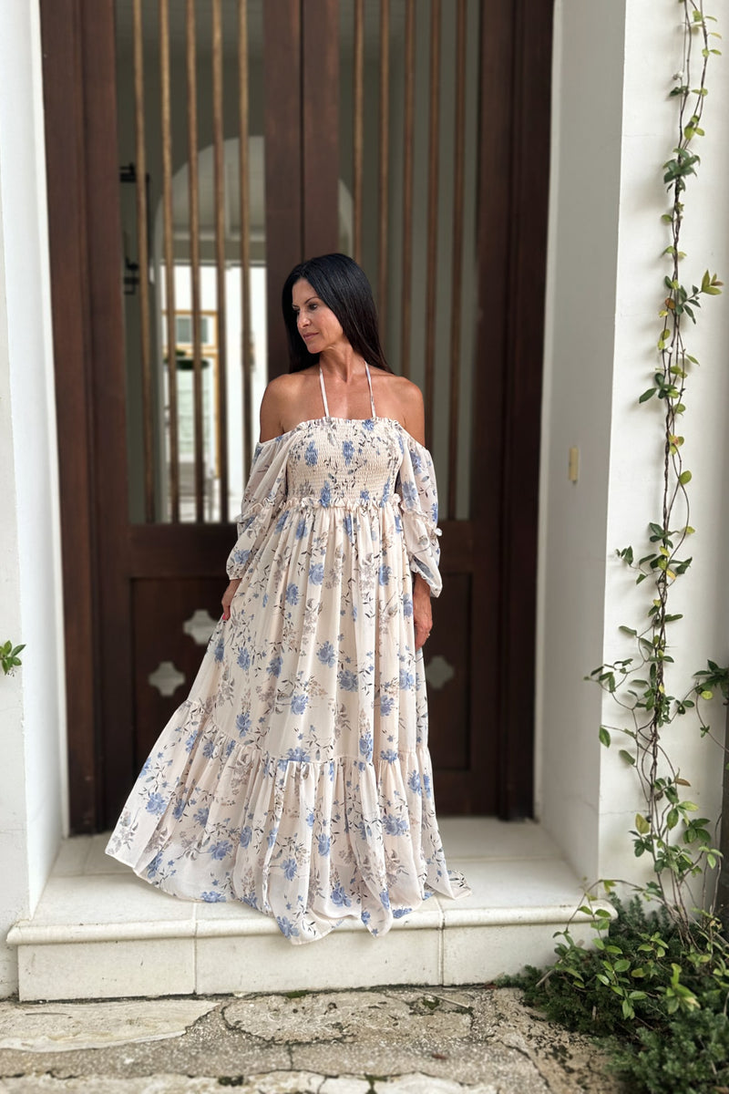 INDIE BLUE Women Women's Pippa Maxi (floral blue chiffon)