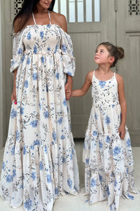 INDIE BLUE Women Women's Pippa Maxi (floral blue chiffon)