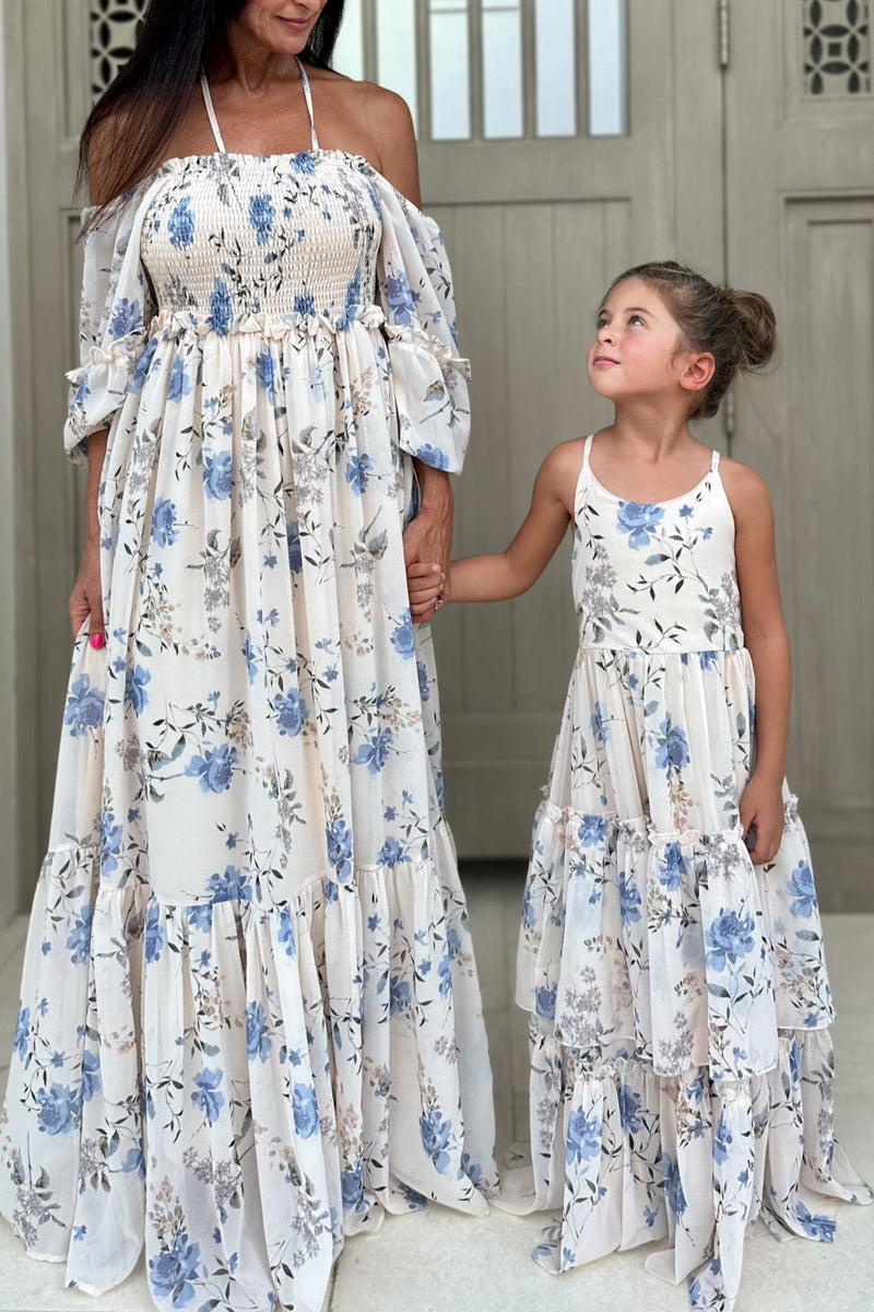 INDIE BLUE Women Women's Pippa Maxi (floral blue chiffon)