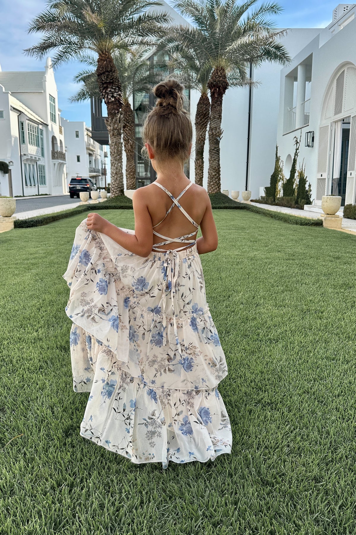 INDIE BLUE Dresses Wendy Dress (floral blue chiffon)