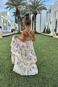 INDIE BLUE Dresses Wendy Dress (floral blue chiffon)