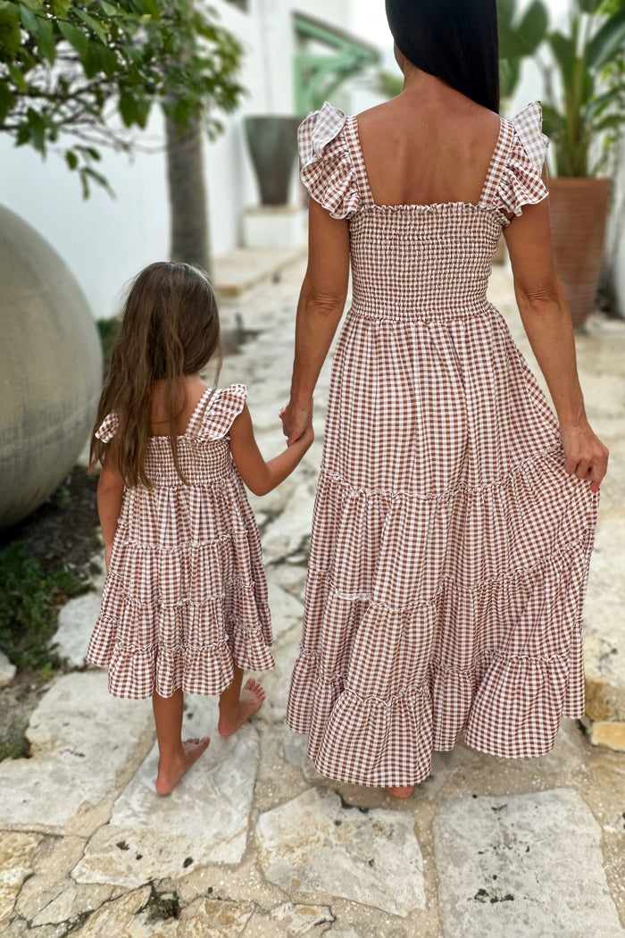 Women's Pia Dress (brown gingham)