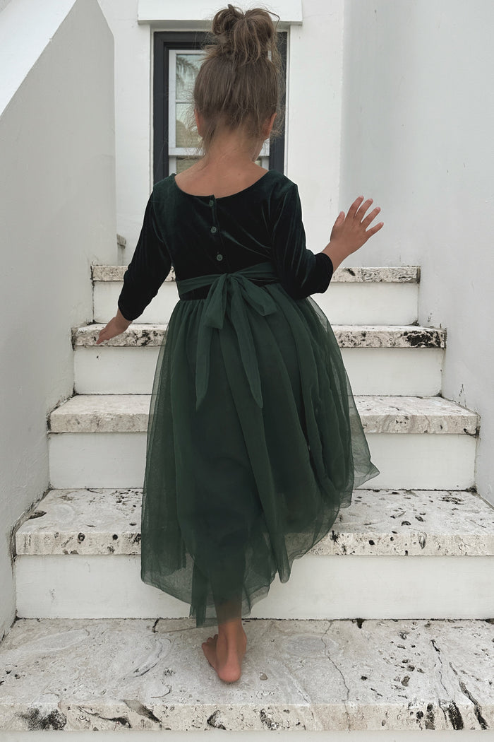 INDIE BLUE Dresses Gracie Dress (forest velvet tulle)