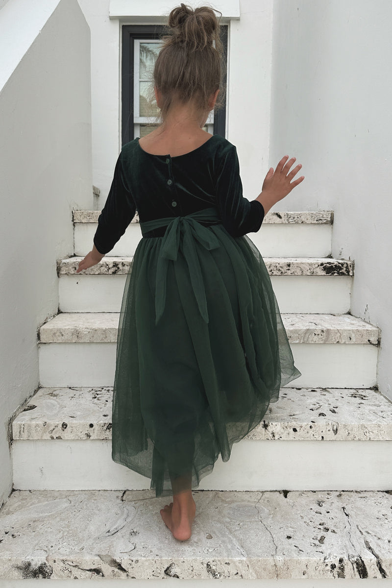 INDIE BLUE Dresses Gracie Dress (forest velvet tulle)