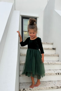 INDIE BLUE Dresses Gracie Dress (forest velvet tulle)
