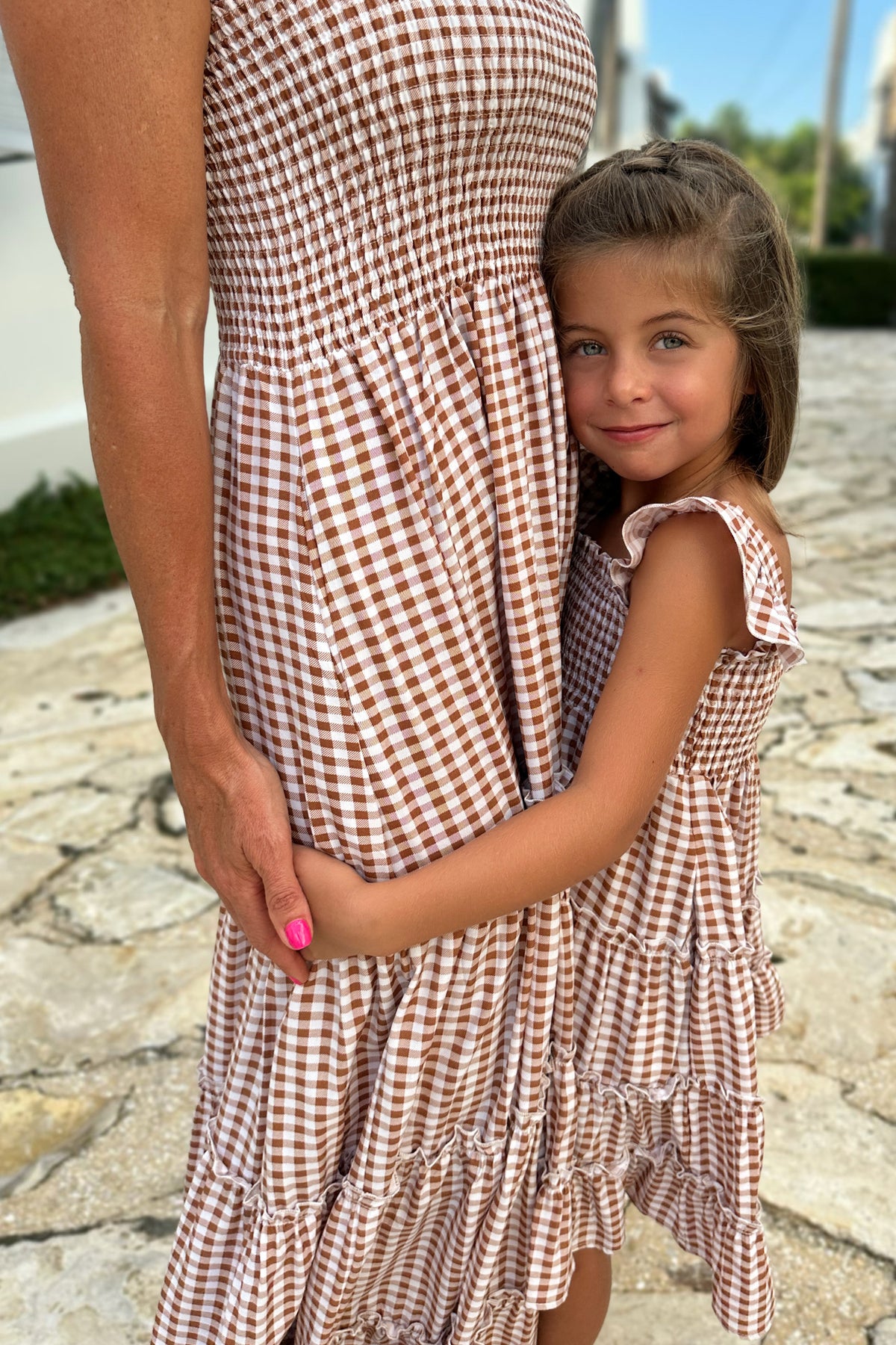 Women's Pia Dress (brown gingham) INDIE BLUE Women's Pia Dress (brown gingham) INDIE BLUE