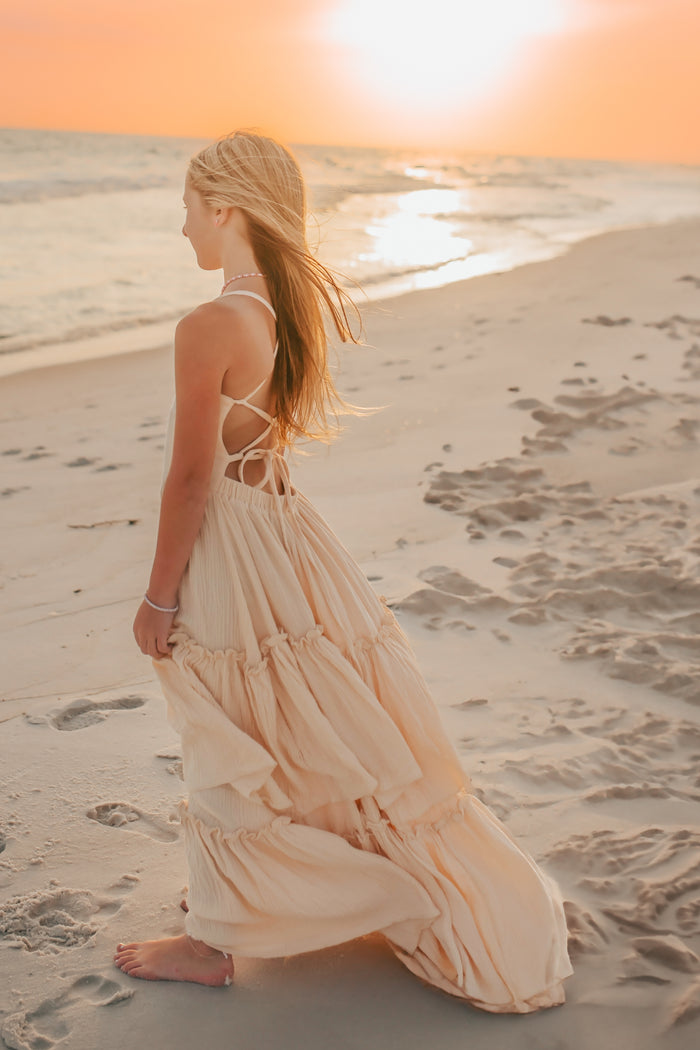 INDIE BLUE Dresses Wendy Dress (sand muslin)