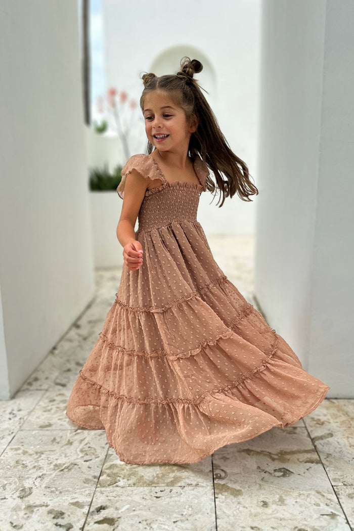 INDIE BLUE Dresses Marabella Dress (mocha swiss dot)