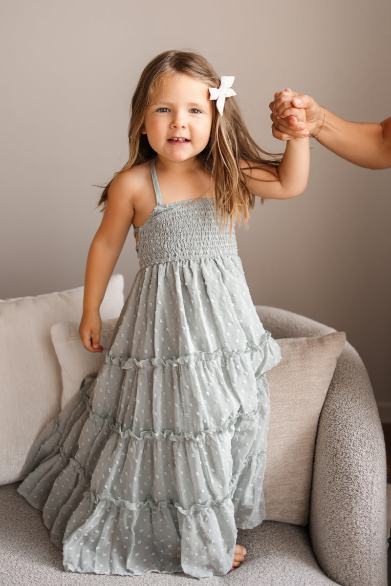 Vera Flow Dress (sage swiss dot)
