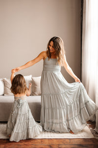 Vera Flow Dress (sage swiss dot)