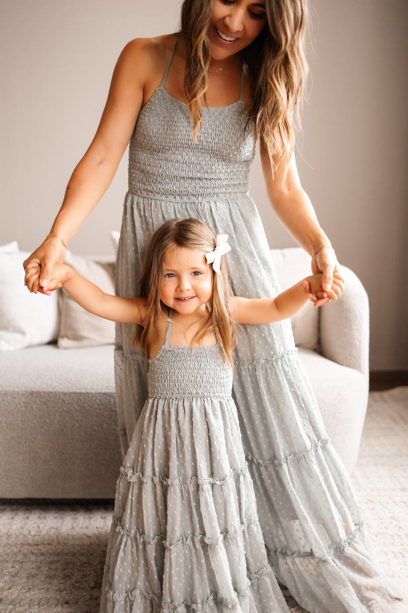 Vera Flow Dress (sage swiss dot)