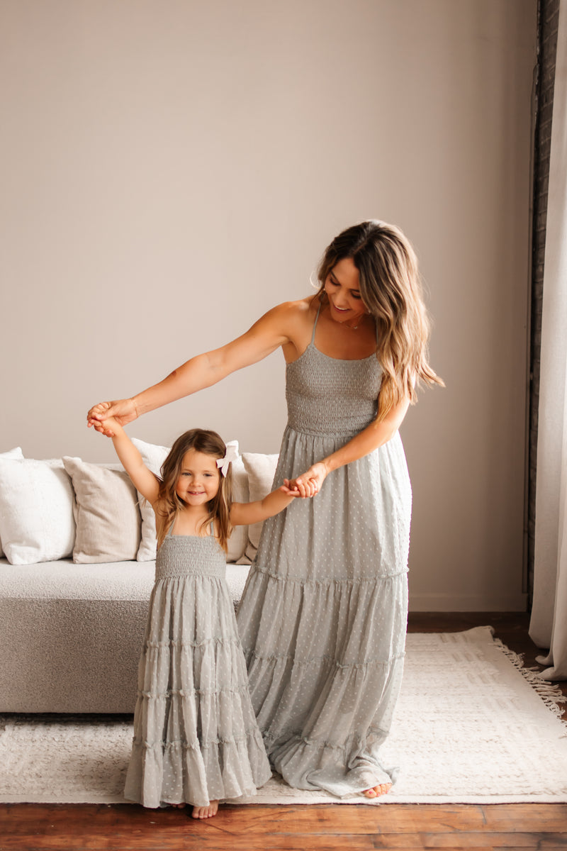 Vera Flow Dress (sage swiss dot)