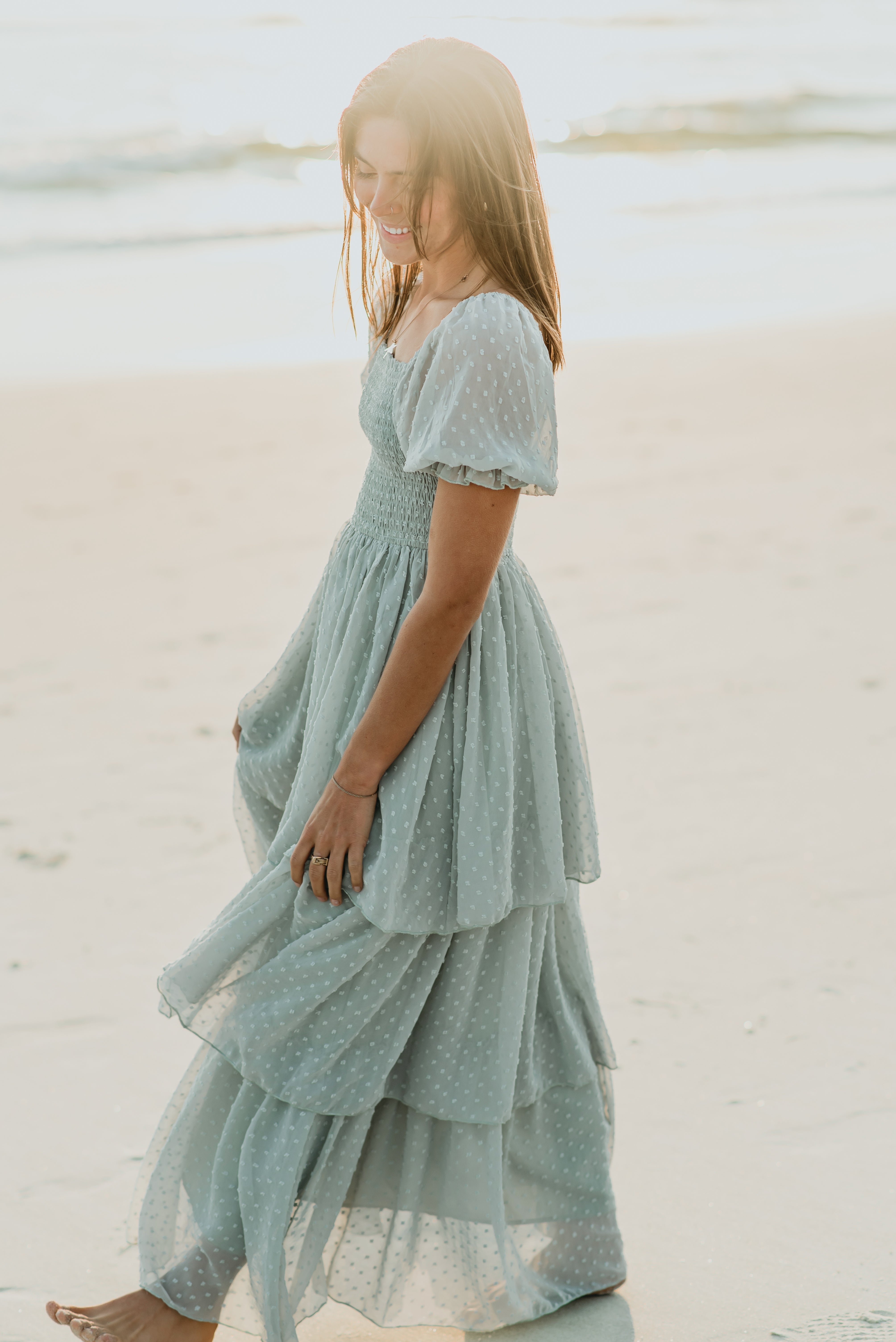 Women's Willa Maxi Dress (sage swiss dot) – INDIE BLUE