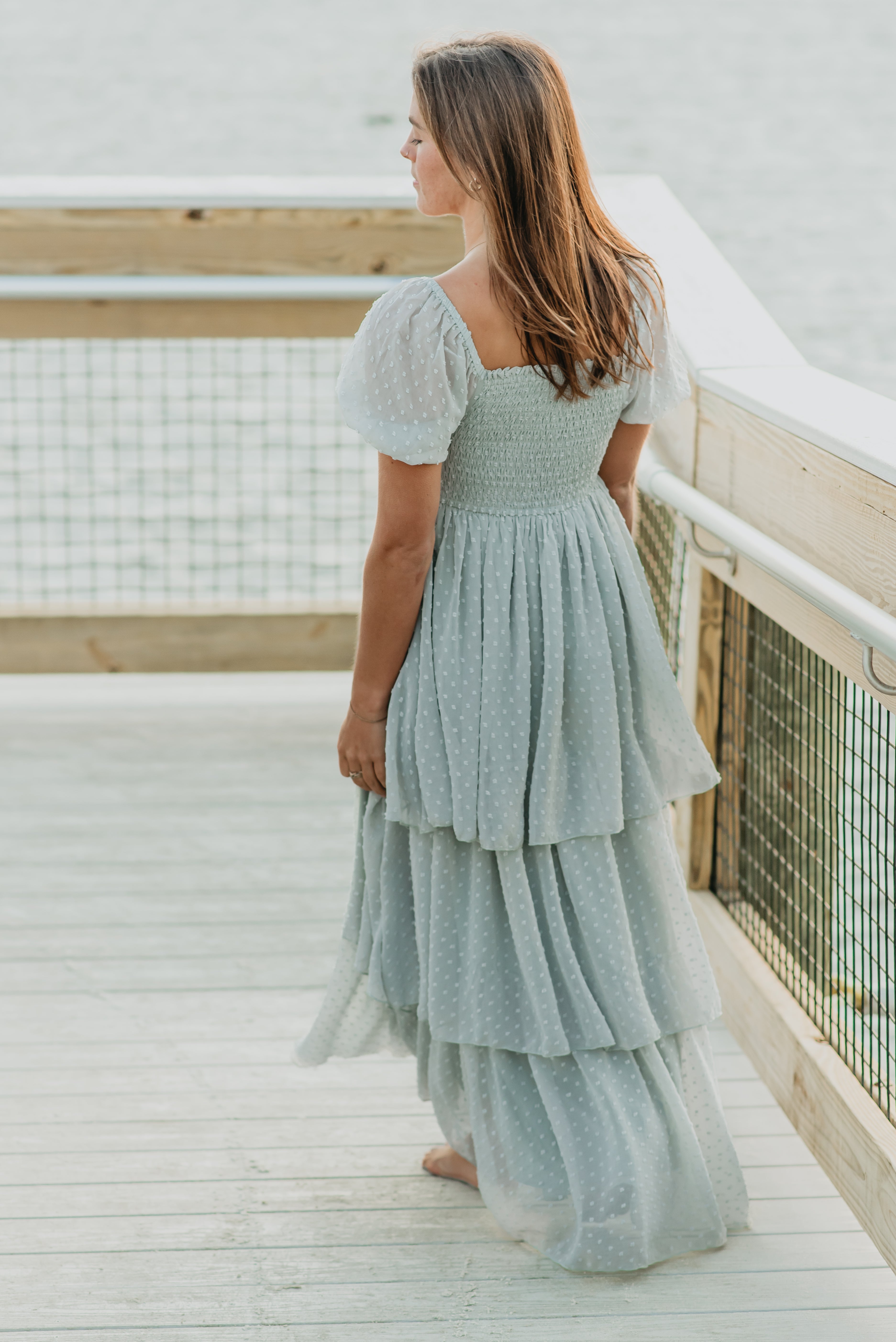 Women's Willa Maxi Dress (sage swiss dot) – INDIE BLUE