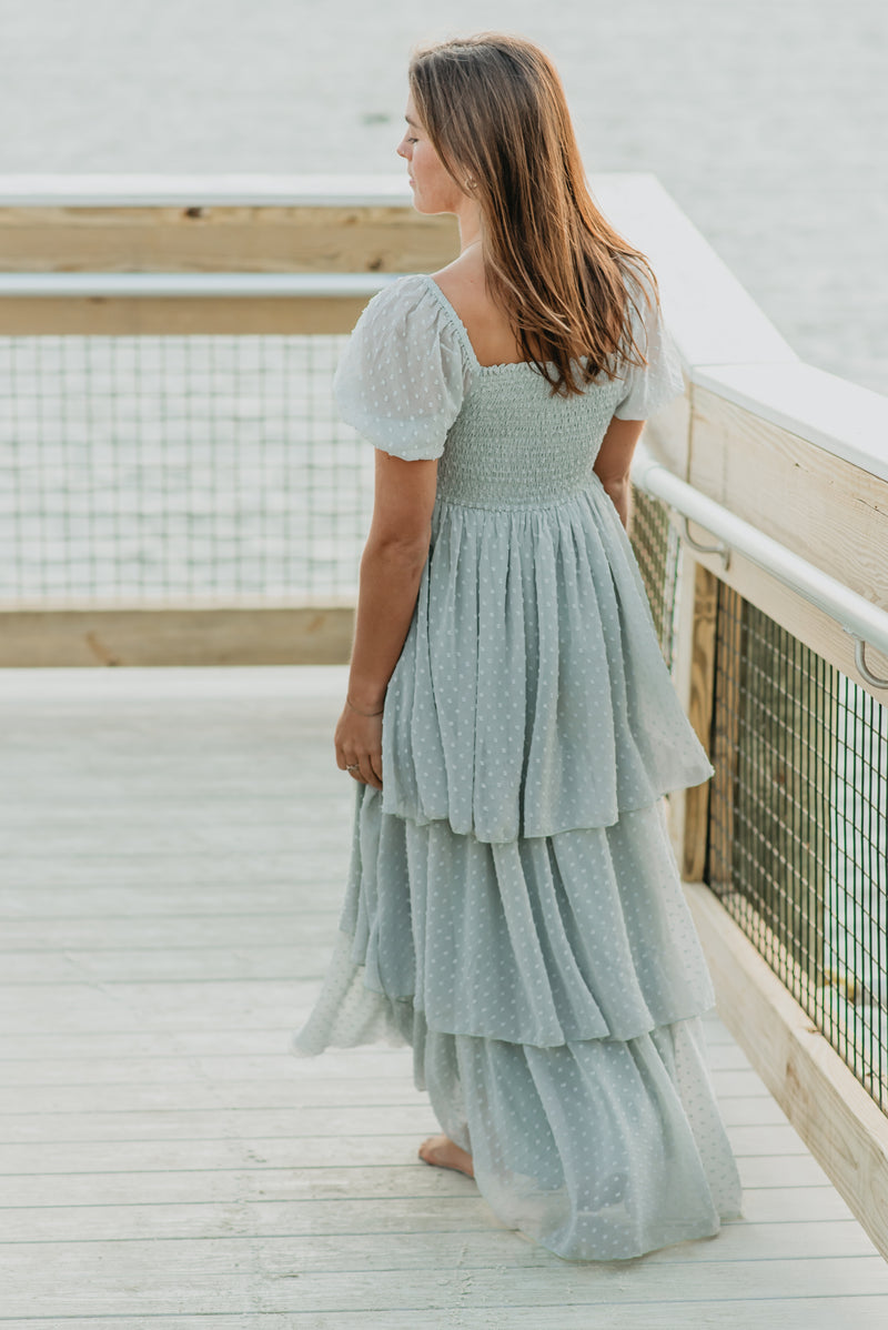 Women's Willa Maxi Dress (sage swiss dot) L Women's Willa Maxi Dress (sage swiss dot) L