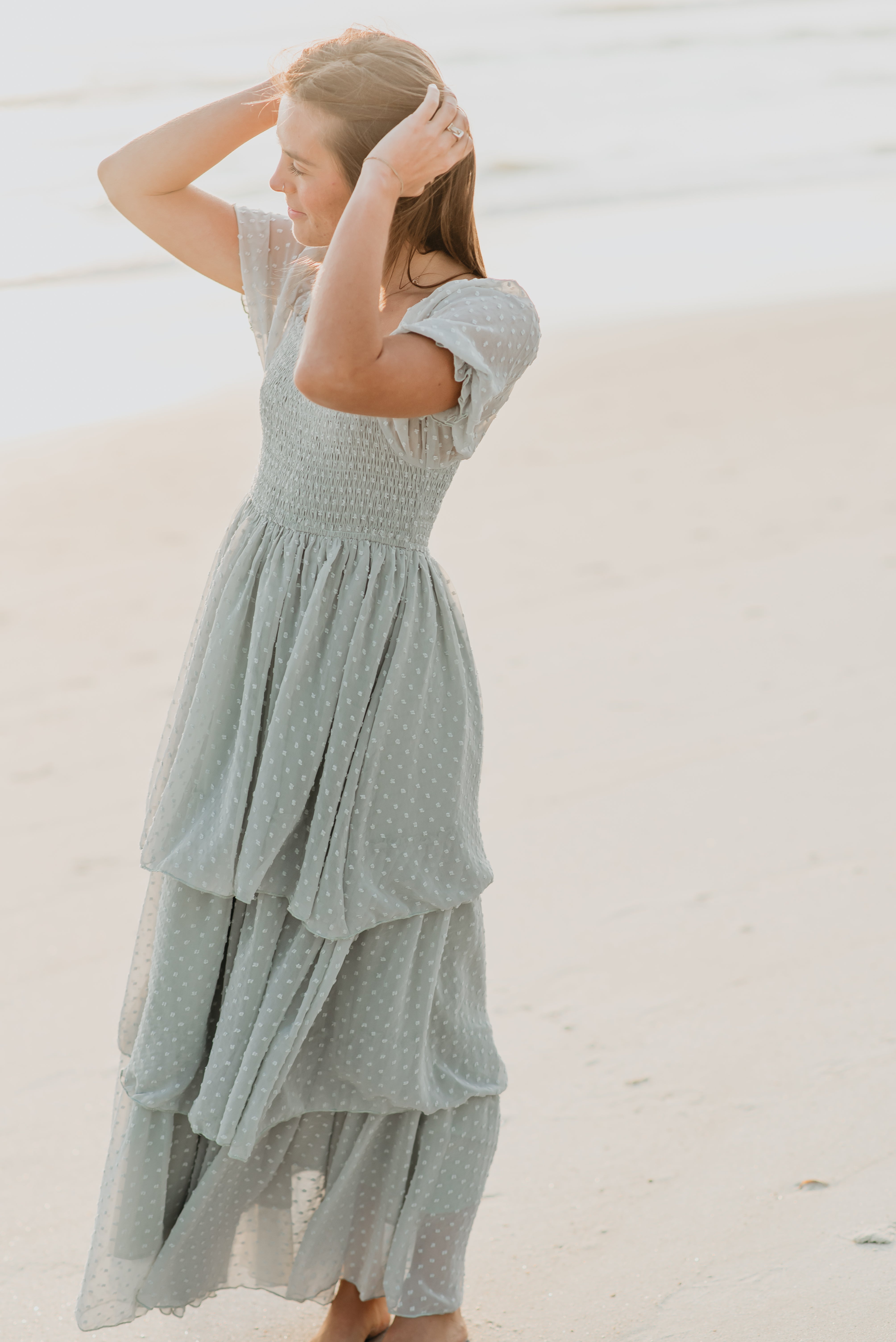 Women's Willa Maxi Dress (sage swiss dot) – INDIE BLUE