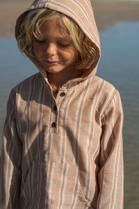 Knox Hoodie (mocha stripe linen)