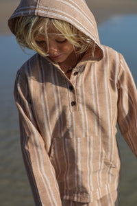 Knox Hoodie (mocha stripe linen)