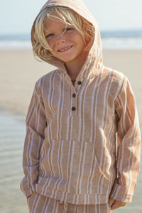 Knox Hoodie (mocha stripe linen)