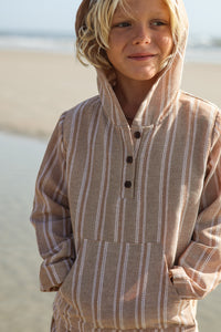 Knox Hoodie (mocha stripe linen)