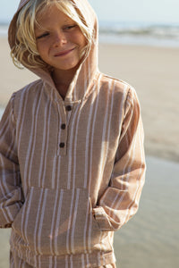 Knox Hoodie (mocha stripe linen)