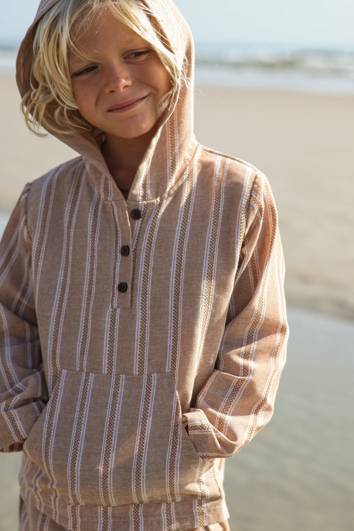 Knox Hoodie (mocha stripe linen)