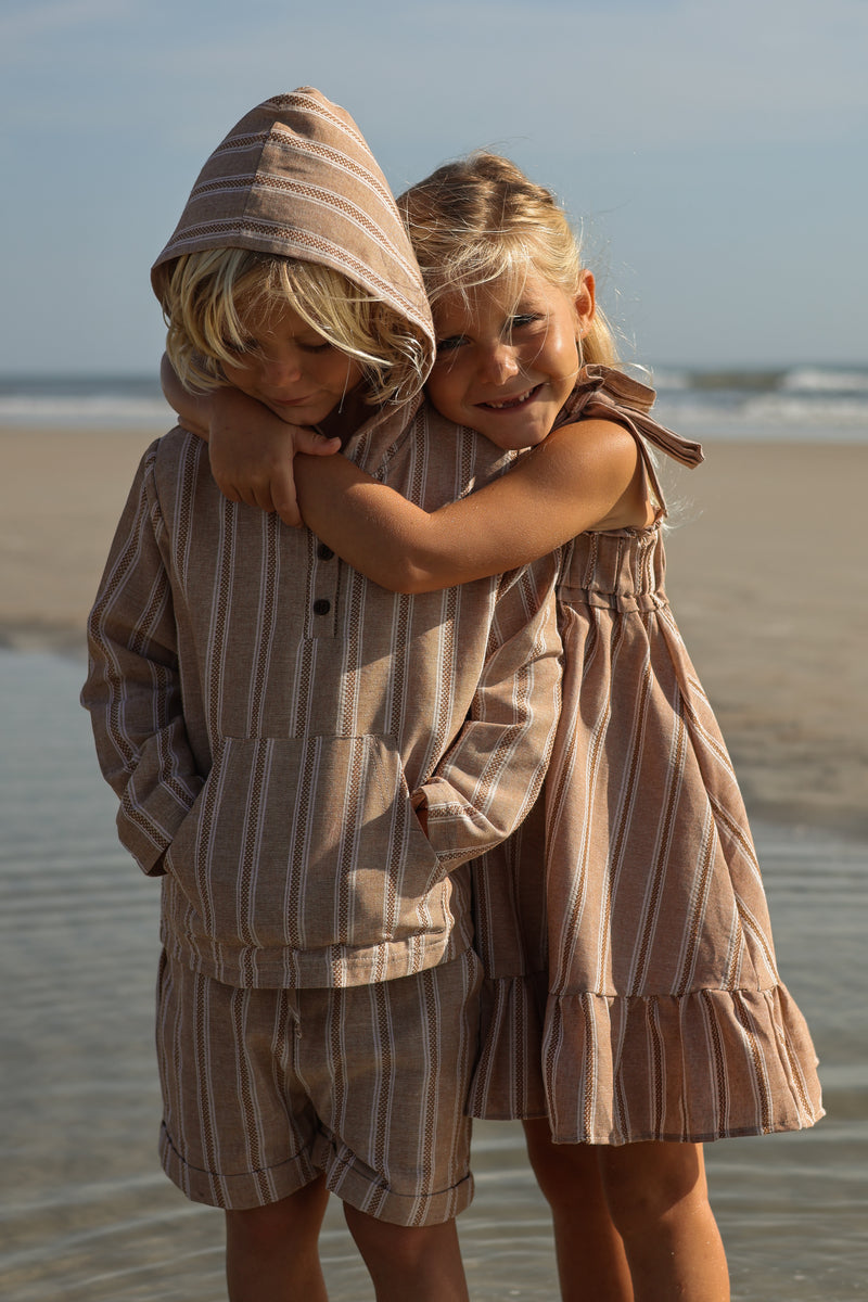 Knox Hoodie (mocha stripe linen)