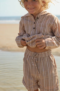 Knox Shorts (mocha stripe linen)