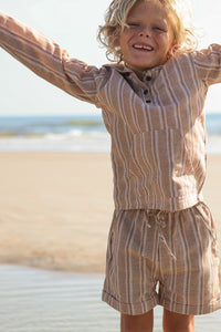 Knox Shorts (mocha stripe linen)
