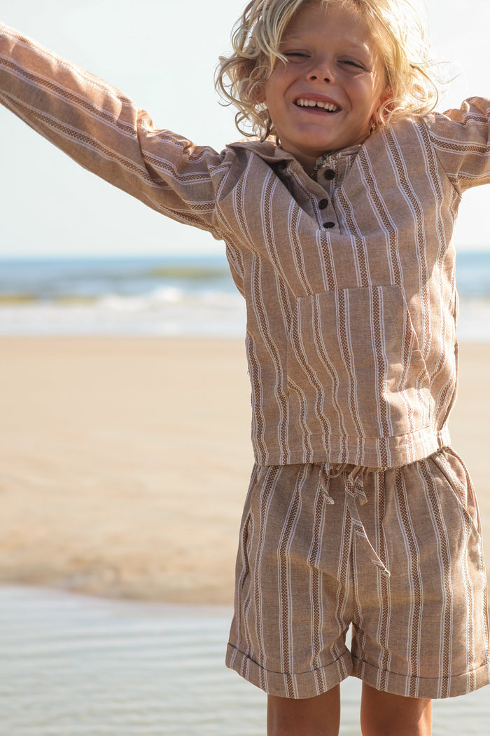 Knox Shorts (mocha stripe linen)
