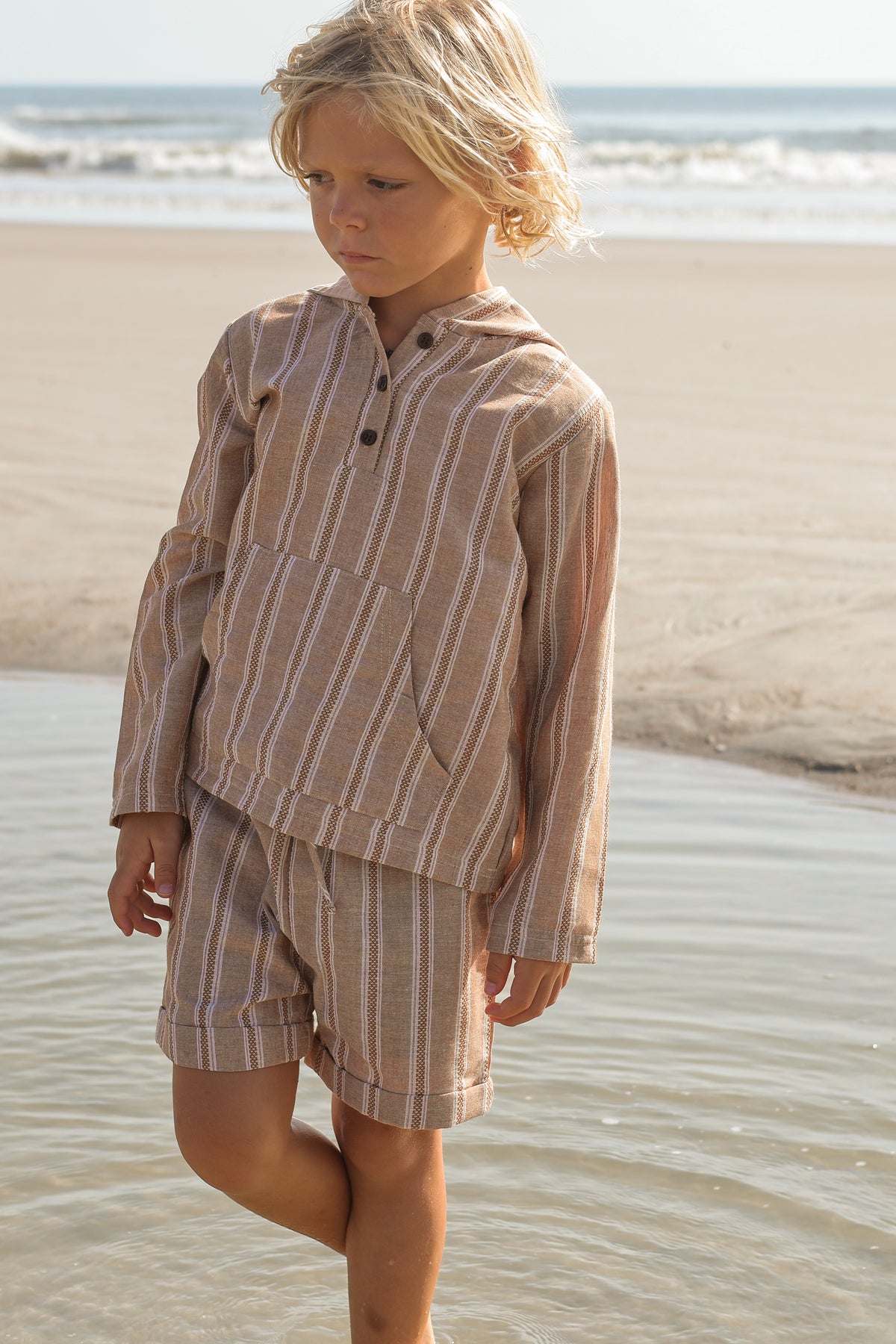 Knox Shorts (mocha stripe linen)