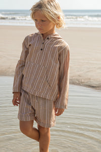 Knox Shorts (mocha stripe linen)