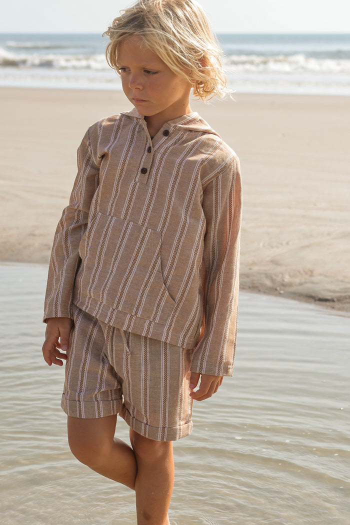 Knox Shorts (mocha stripe linen)