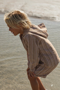 Knox Hoodie (mocha stripe linen)