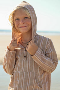 Knox Hoodie (mocha stripe linen)