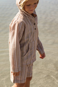 Knox Hoodie (mocha stripe linen)
