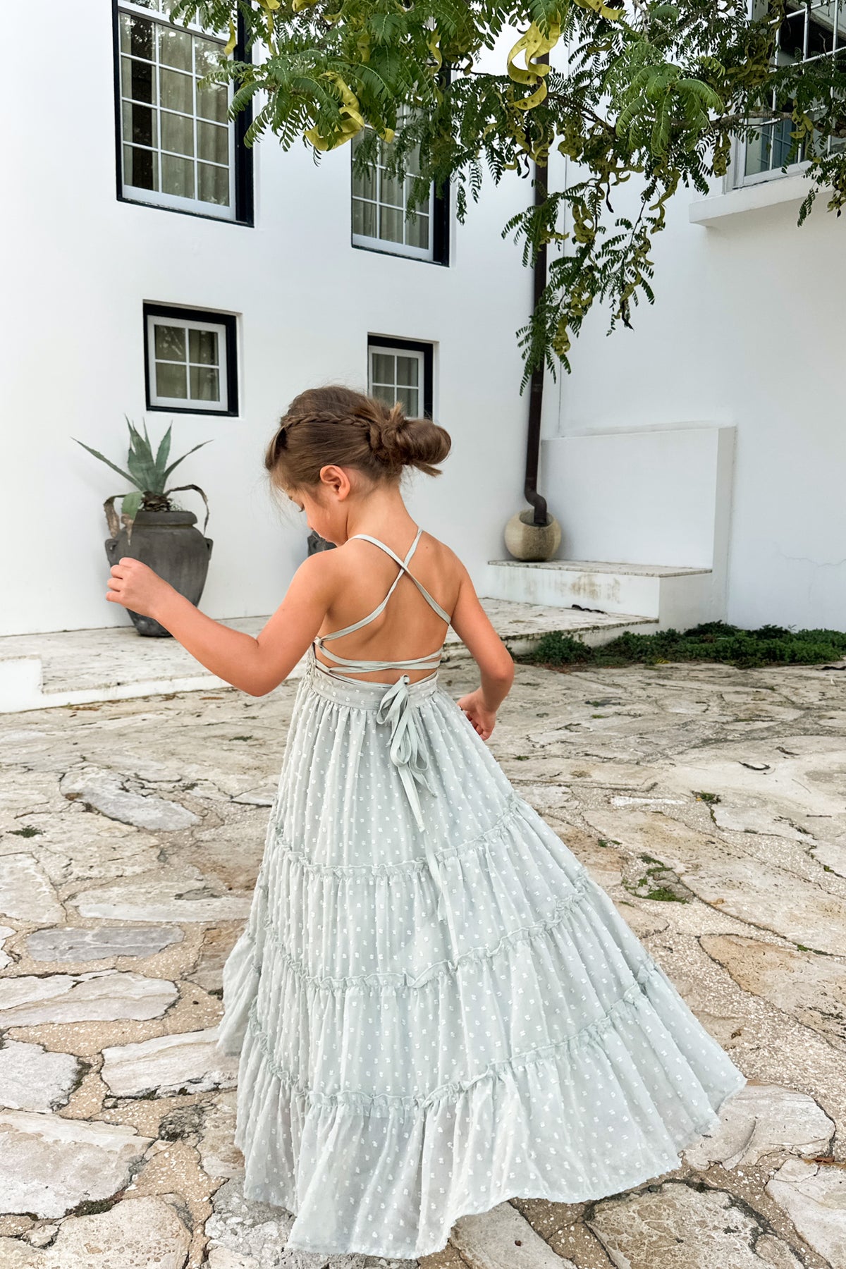 INDIE BLUE Dresses Vera Flow Dress (sage swiss dot)