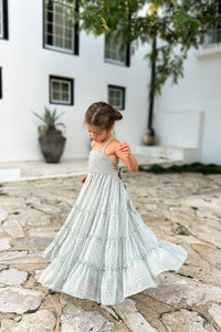 INDIE BLUE Dresses Vera Flow Dress (sage swiss dot)
