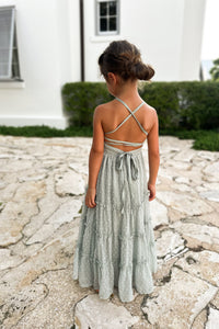 INDIE BLUE Dresses Vera Flow Dress (sage swiss dot)