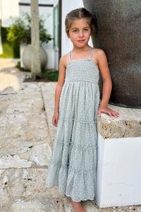 INDIE BLUE Dresses Vera Flow Dress (sage swiss dot)