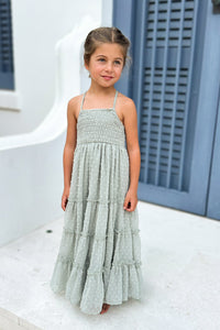 INDIE BLUE Dresses Vera Flow Dress (sage swiss dot)