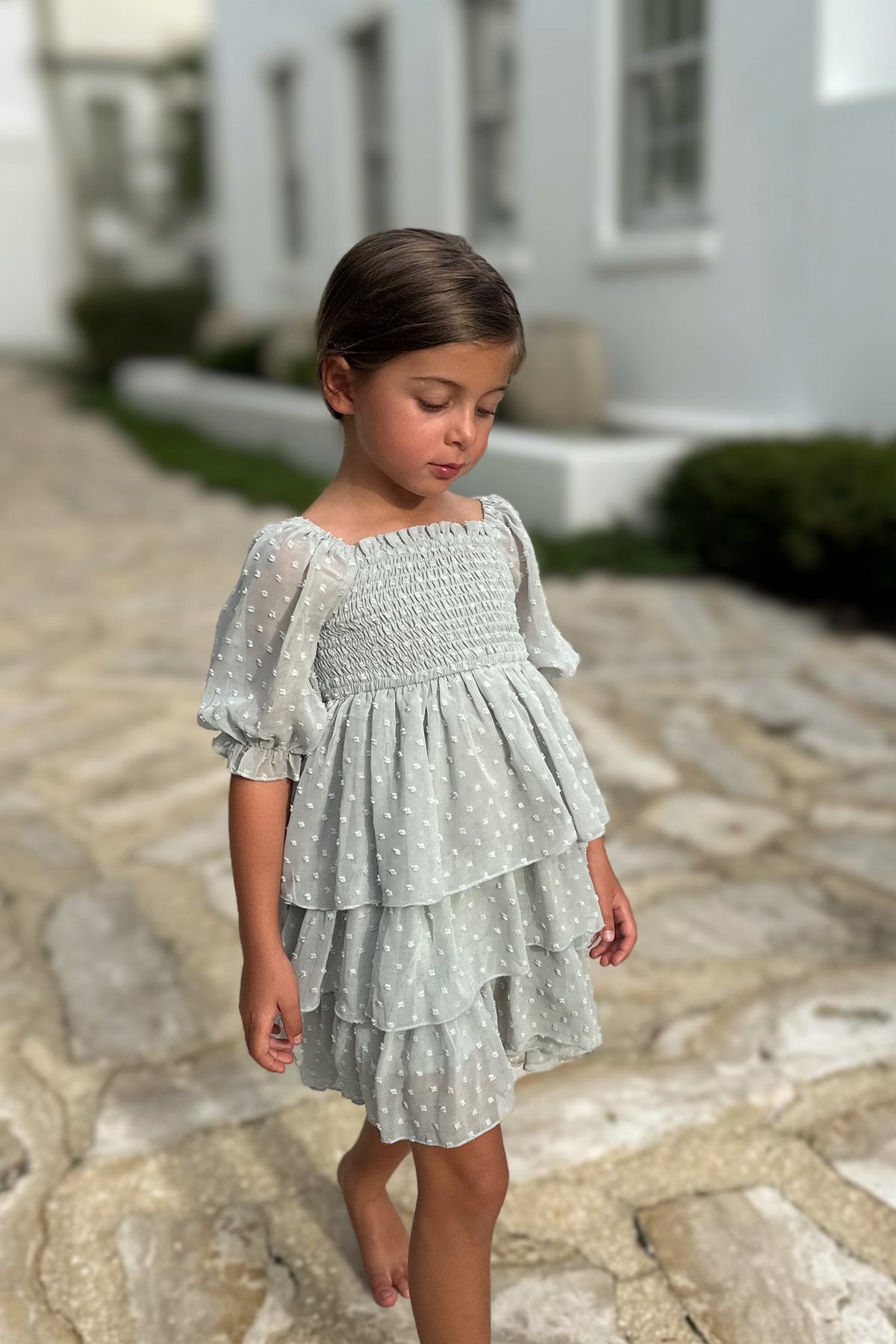 Willa Layer Dress (sage swiss dot)