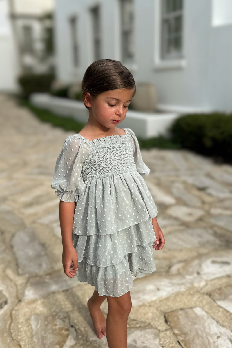 Willa Layer Dress (sage swiss dot)
