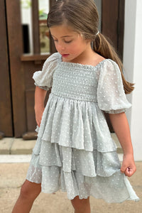 Willa Layer Dress (sage swiss dot)