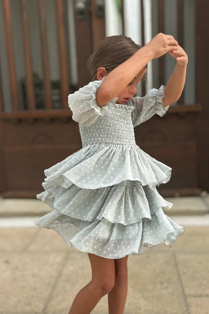 Willa Layer Dress (sage swiss dot)