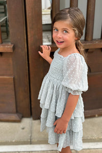 Willa Layer Dress (sage swiss dot)