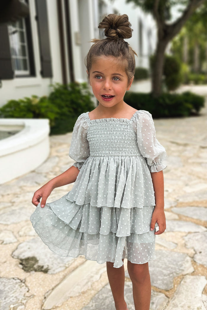 Willa Layer Dress (sage swiss dot)