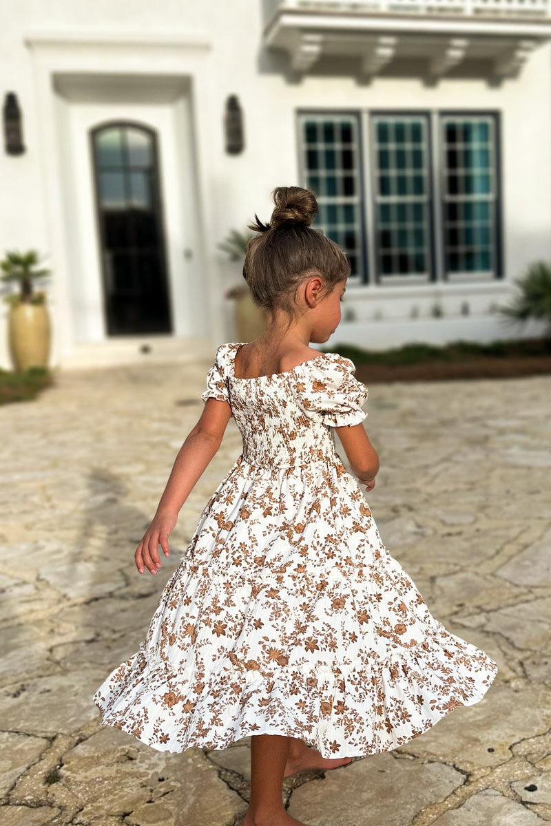 INDIE BLUE Dresses Elle Midi (mocha floral)